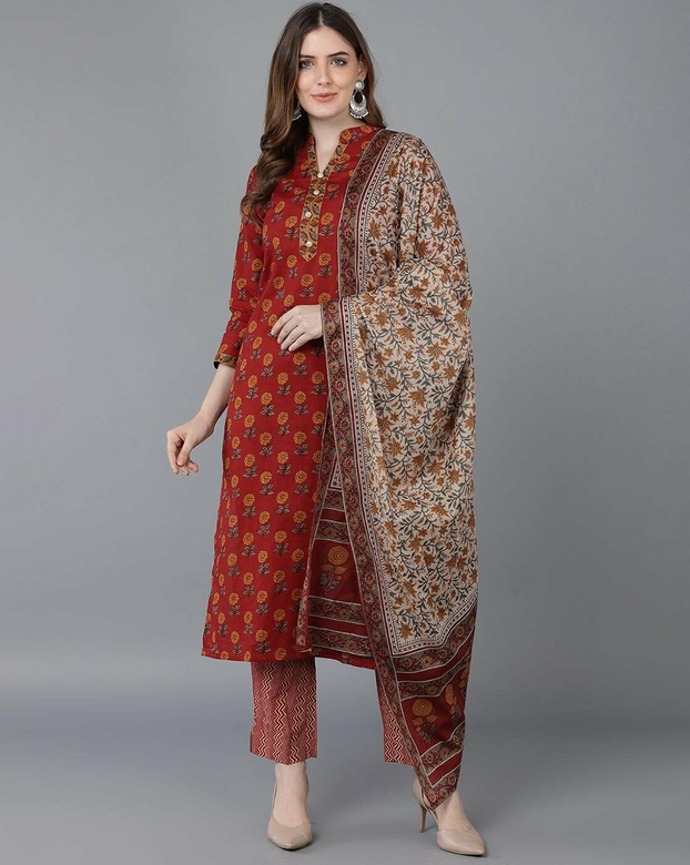 Красный сальвар камиз, S