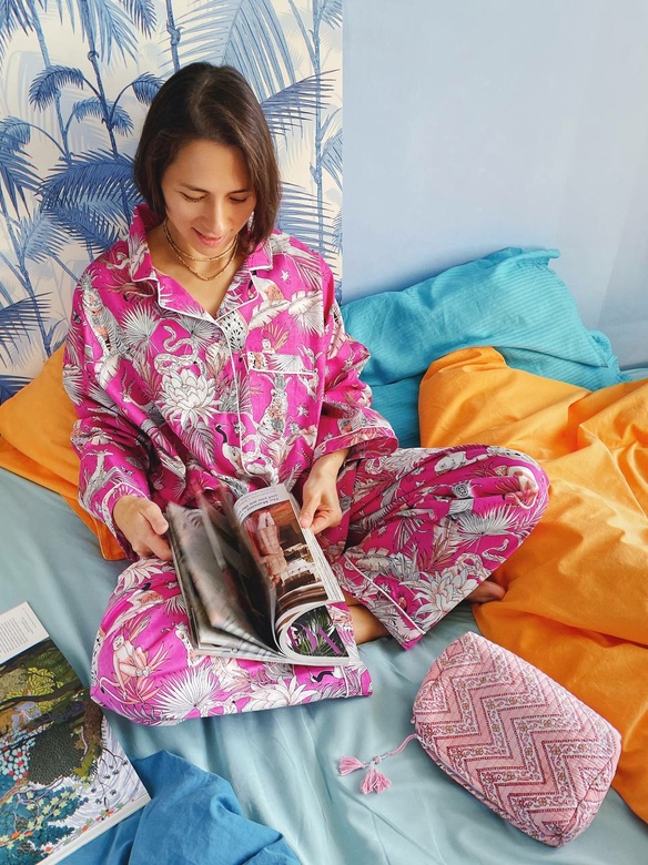 Пижама цвета фуксии с джунглями, L