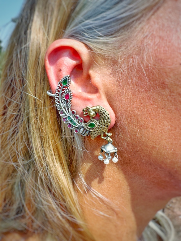 Серьги-каф павлины