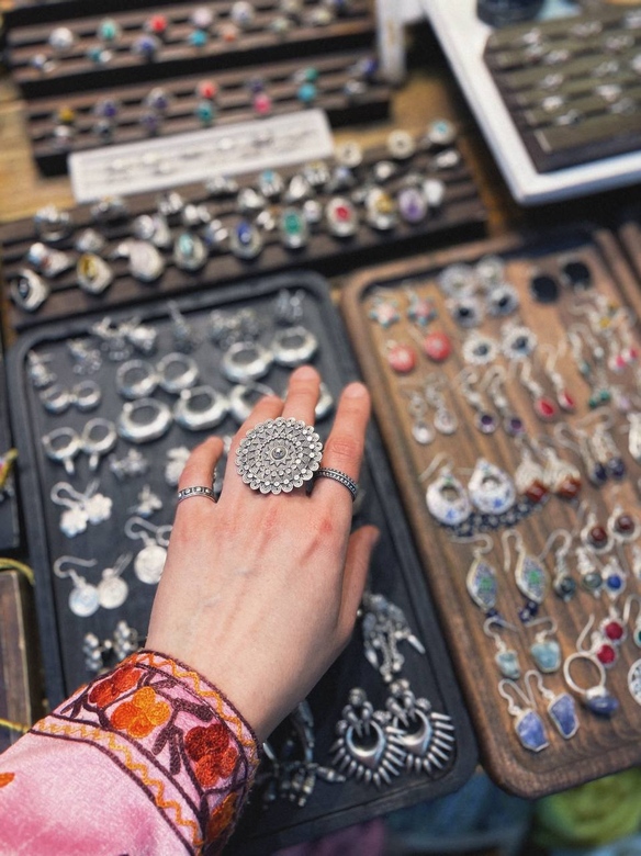 Серебряное кольцо-тарелка