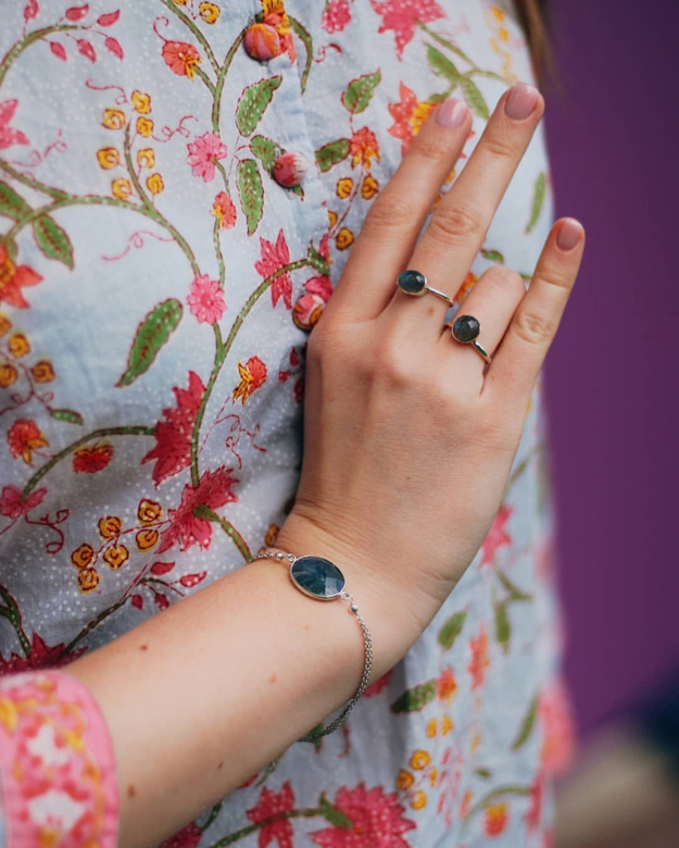 Серебряное кольцо с лабродаритом