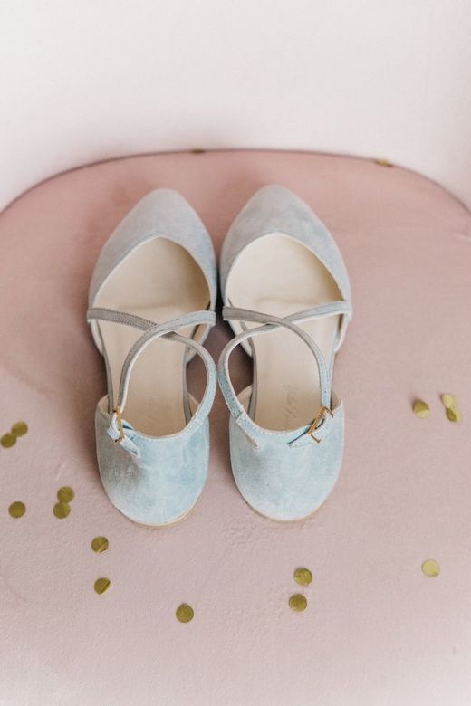 Голубые замшевые балетки "Лаура"