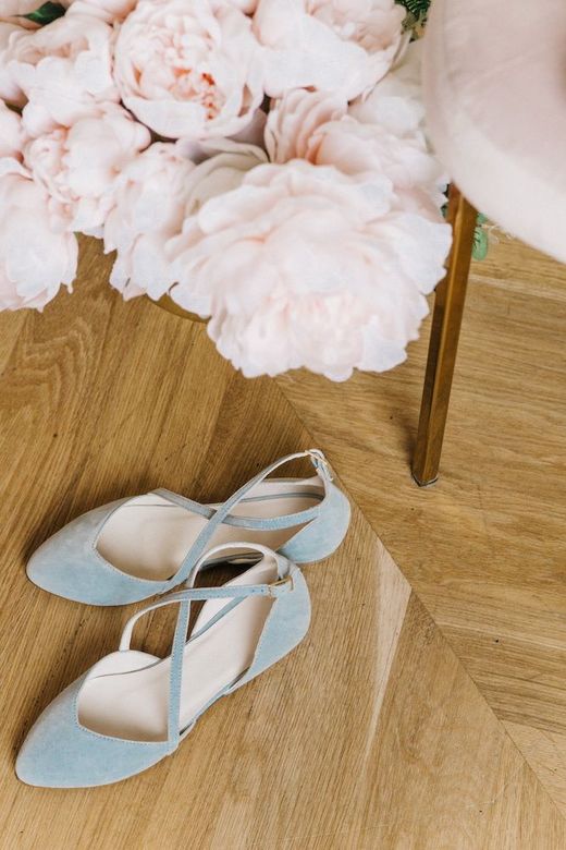 Голубые замшевые балетки "Лаура"