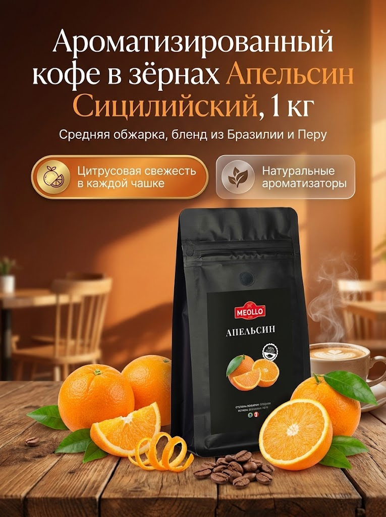 Кофе в зернах 1 кг арабика 100% Апельсин