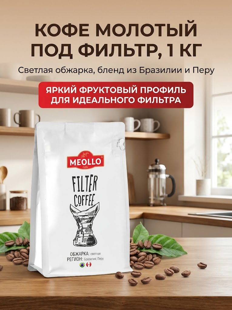 Кофе молотый под фильтр 1 кг арабика 100% арабика купаж