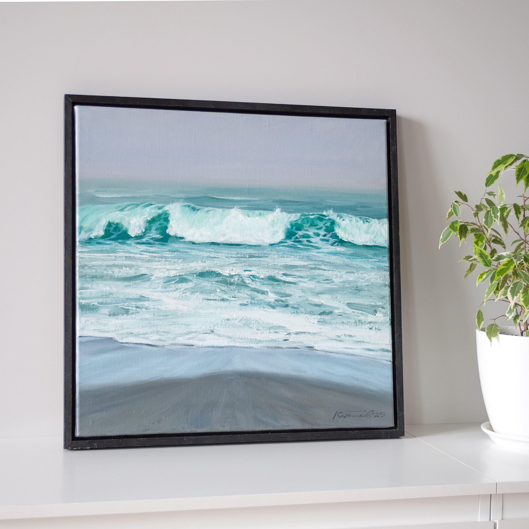 Изумрудная волна. 50х50см