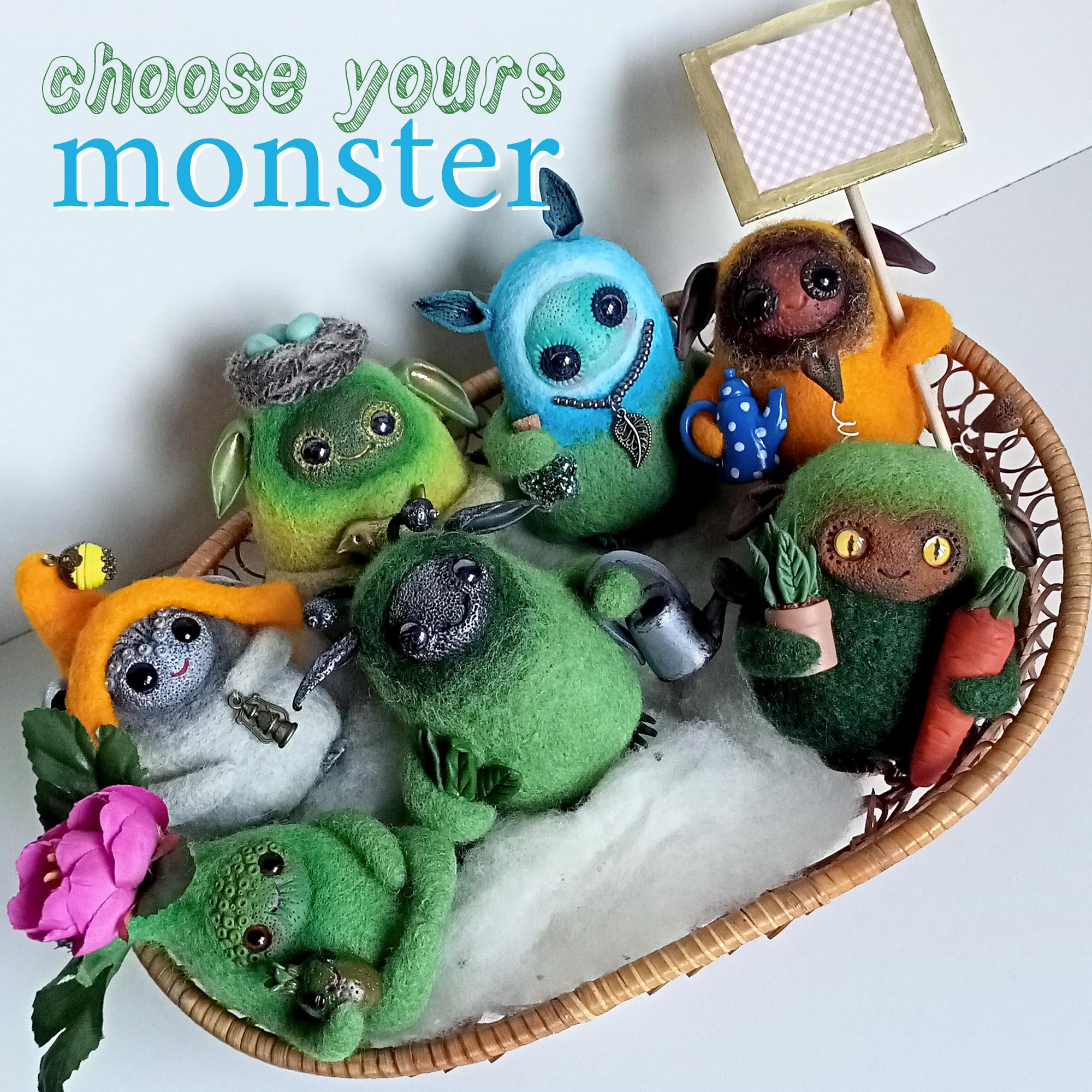 ooak handmade woolen monsters toy