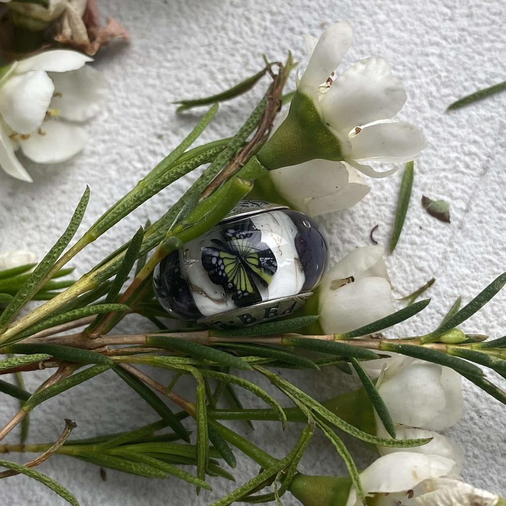 AQUARIUM 61 dark sunflowers on ivory  green butterfly