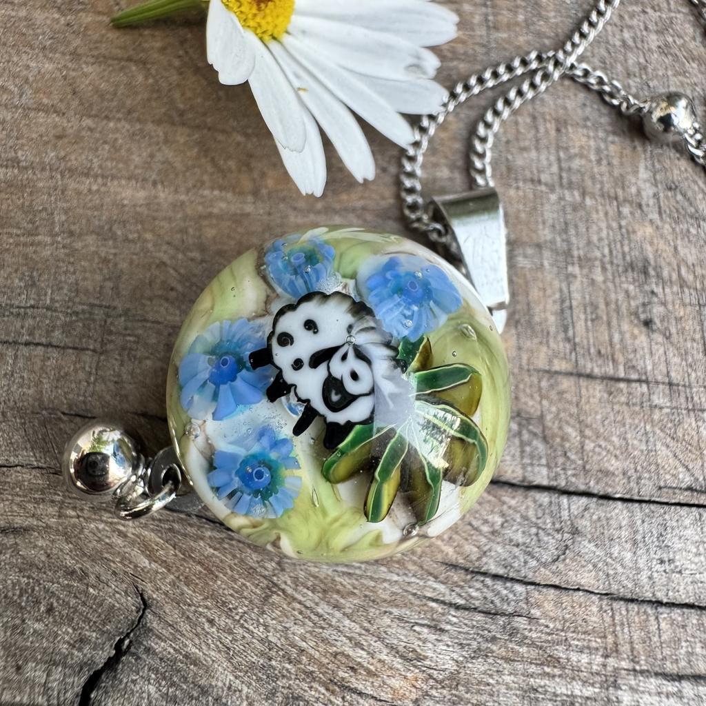 Blue flower sheep pendant