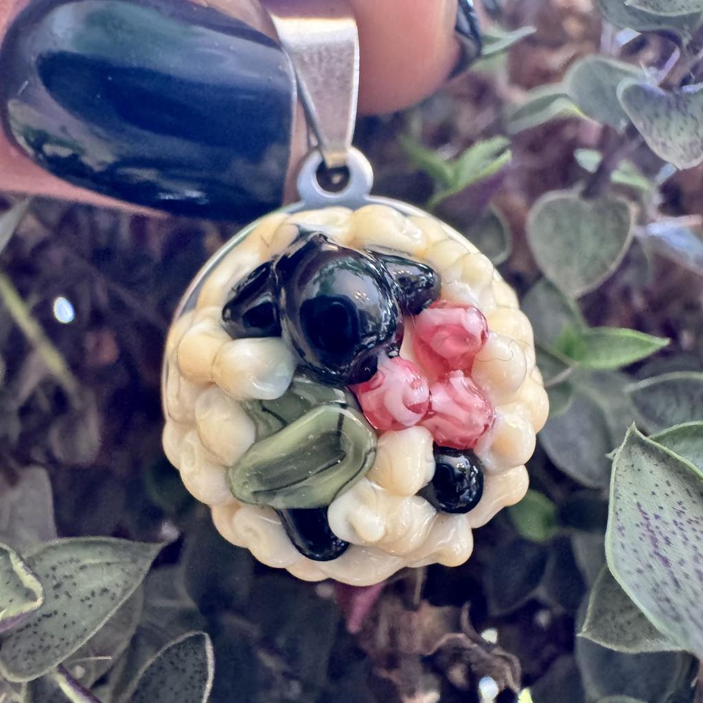 Pink berries sheep pendant