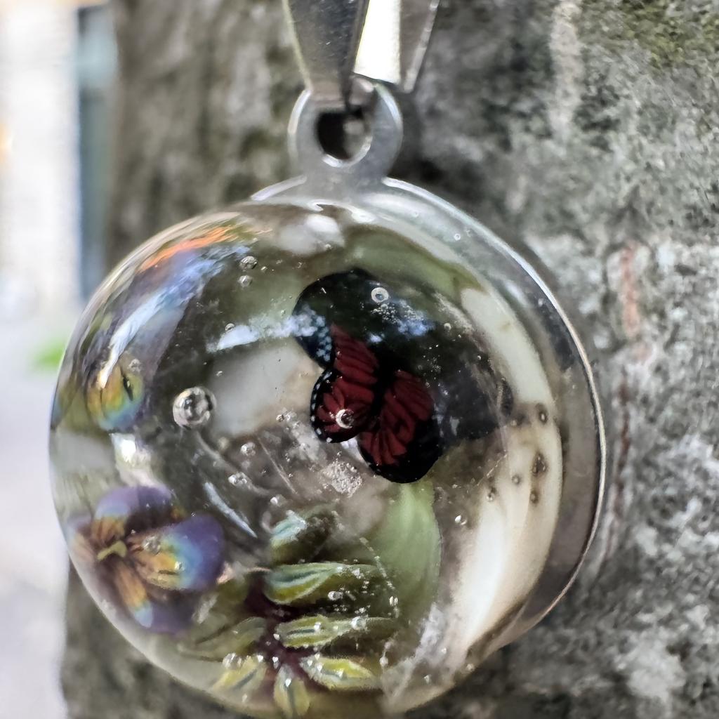 Rainbow flower butterfly M pendant