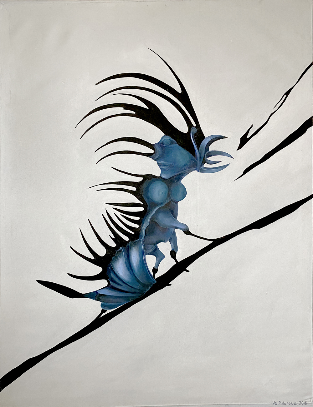 Modern painting insect "Unseen Beginning 1" author's conceptual, oil on canvas 130x100 cm