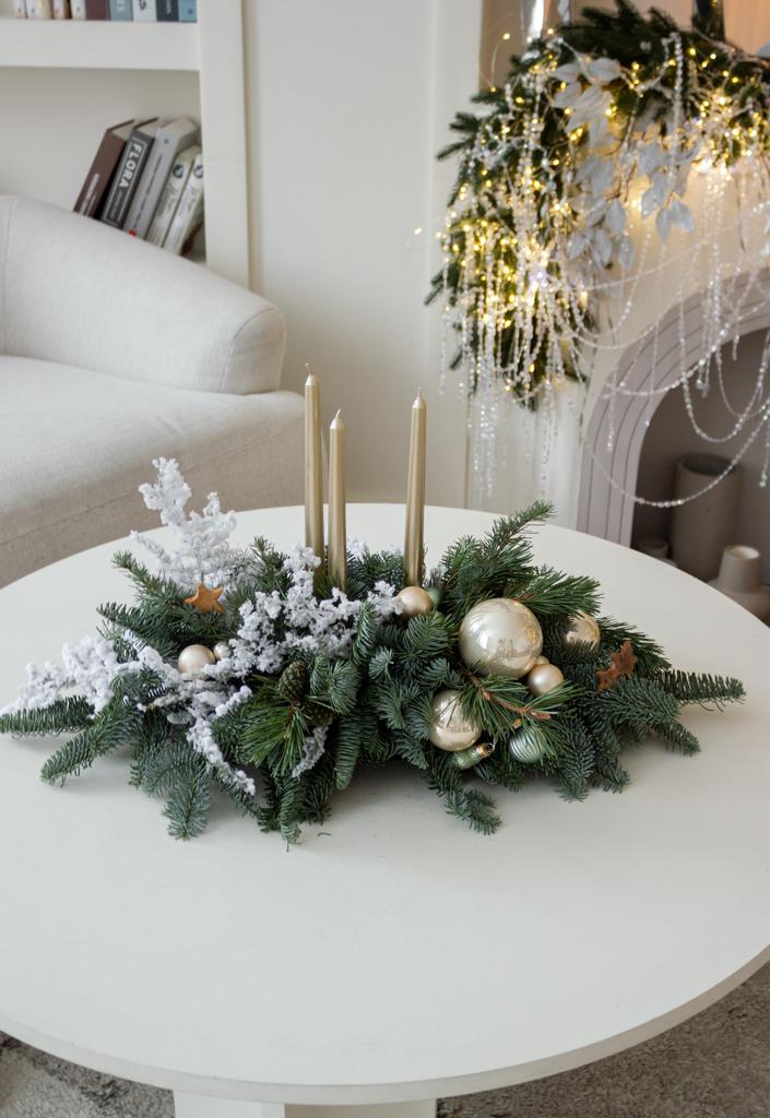 Композиция со свечами Снежный лес