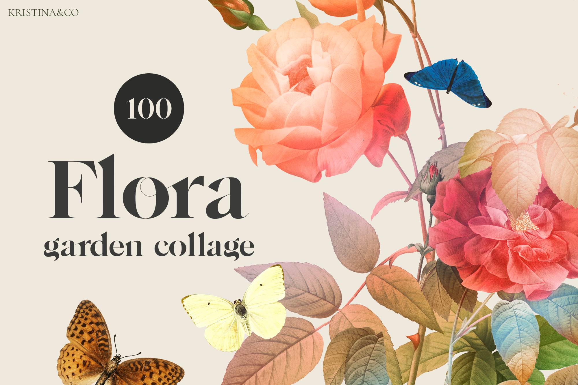 Flora vintage garden collages