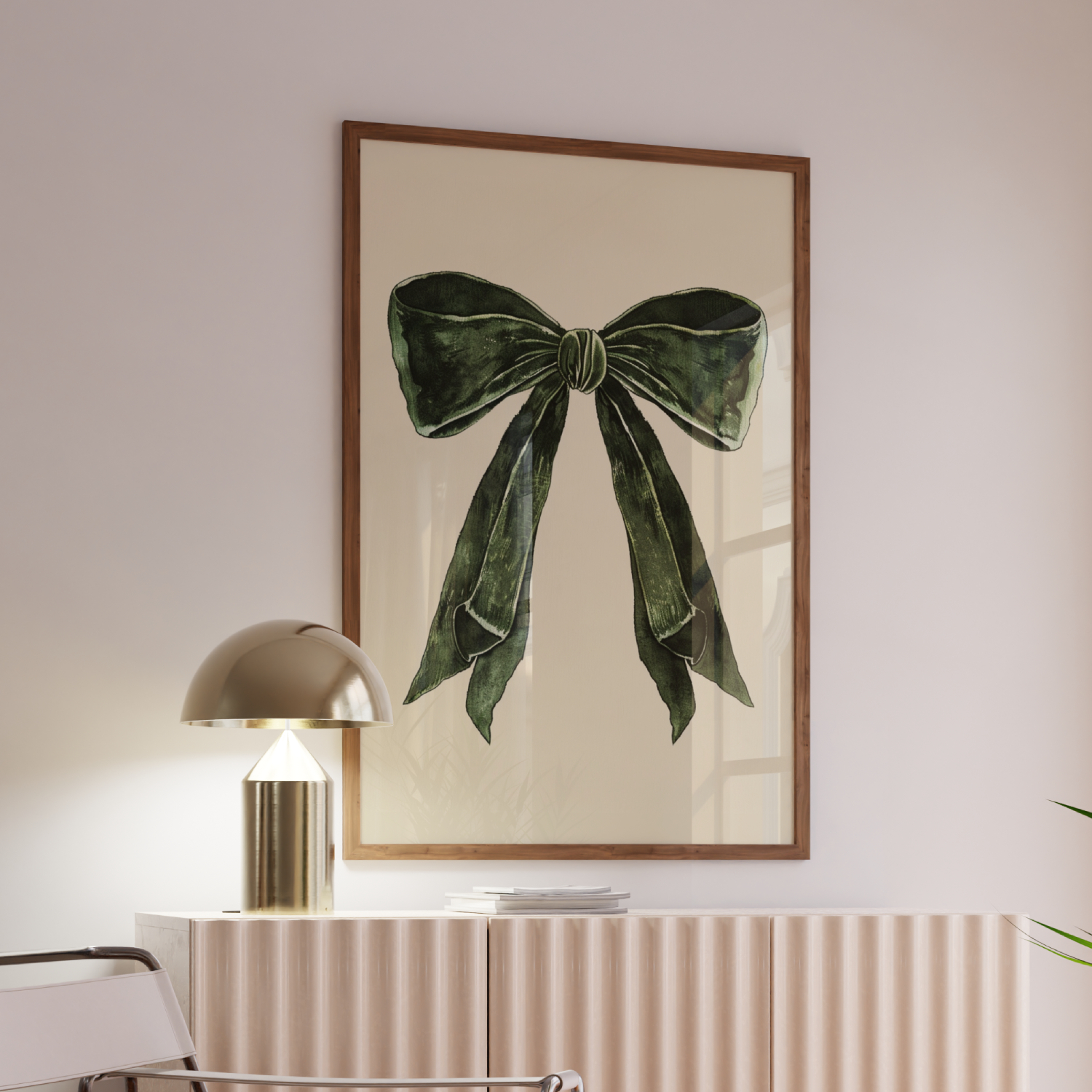 Green Bow Wall Art Digital Poster – Trendy Coquette Room Decor