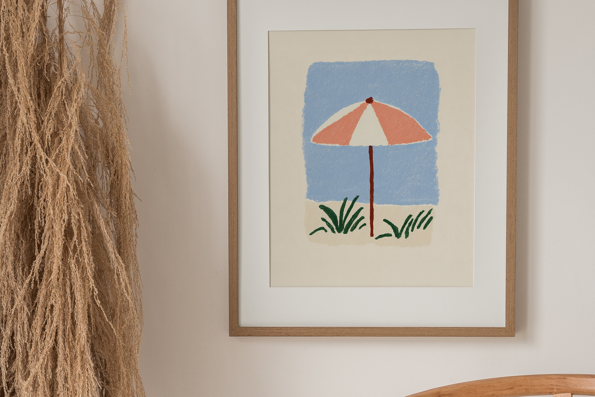 Beach Umbrella Minimalist Wall Art – Coastal Summer Digital Poster