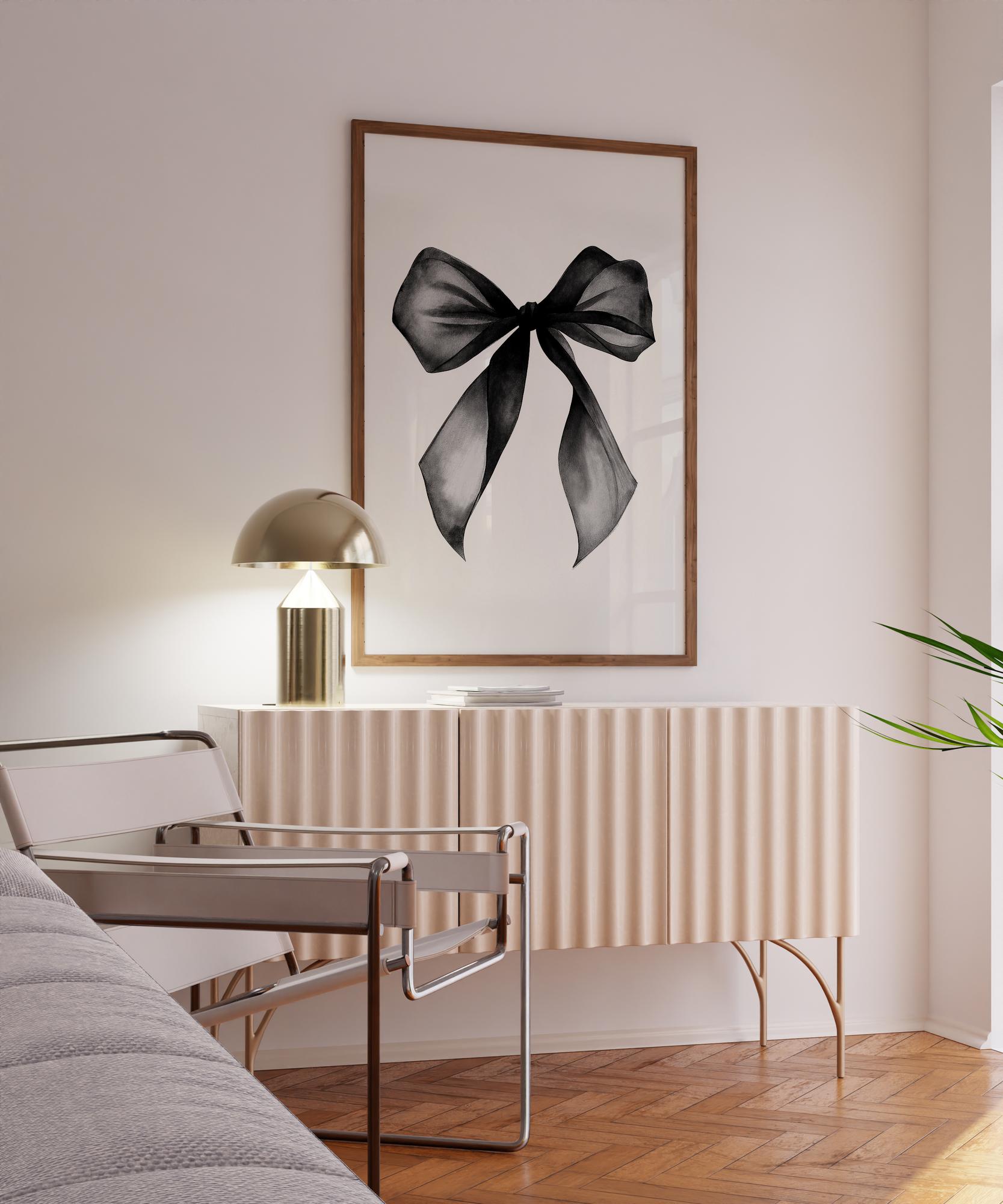Black Bow Wall Art Digital Poster – Trendy Coquette Room Decor