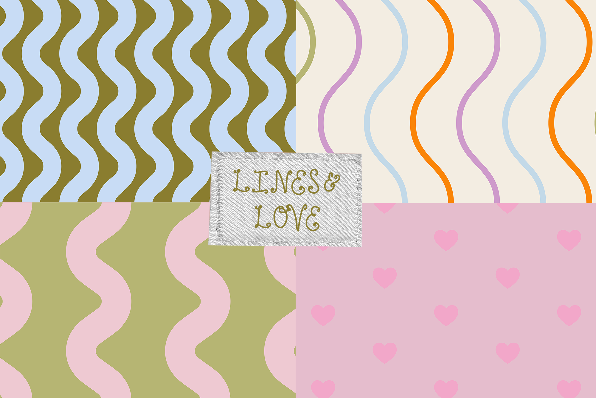 Lines & Love Seamless Pattern