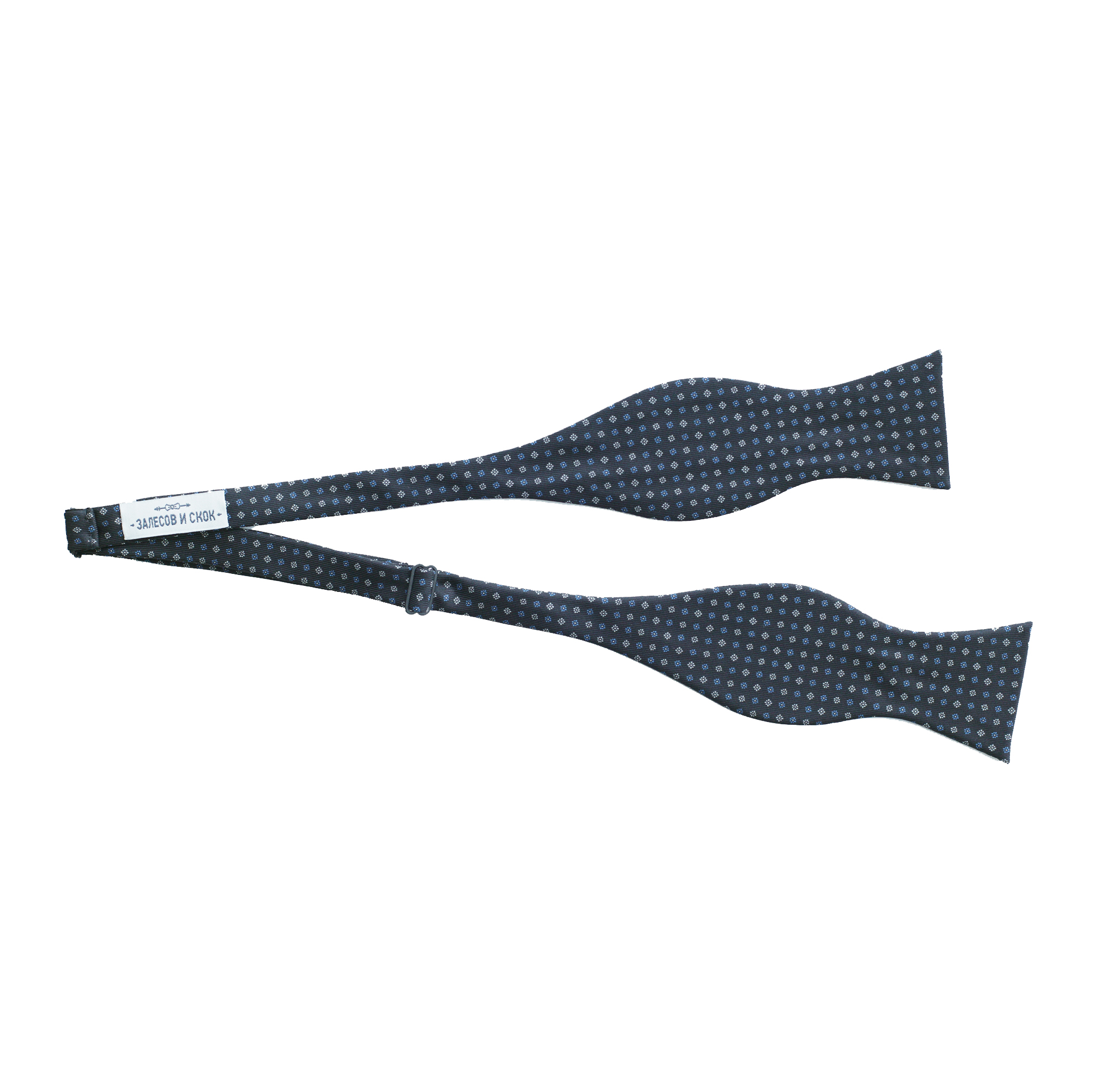 Бабочка из шёлка, серо-синяя с геометрическим принтом