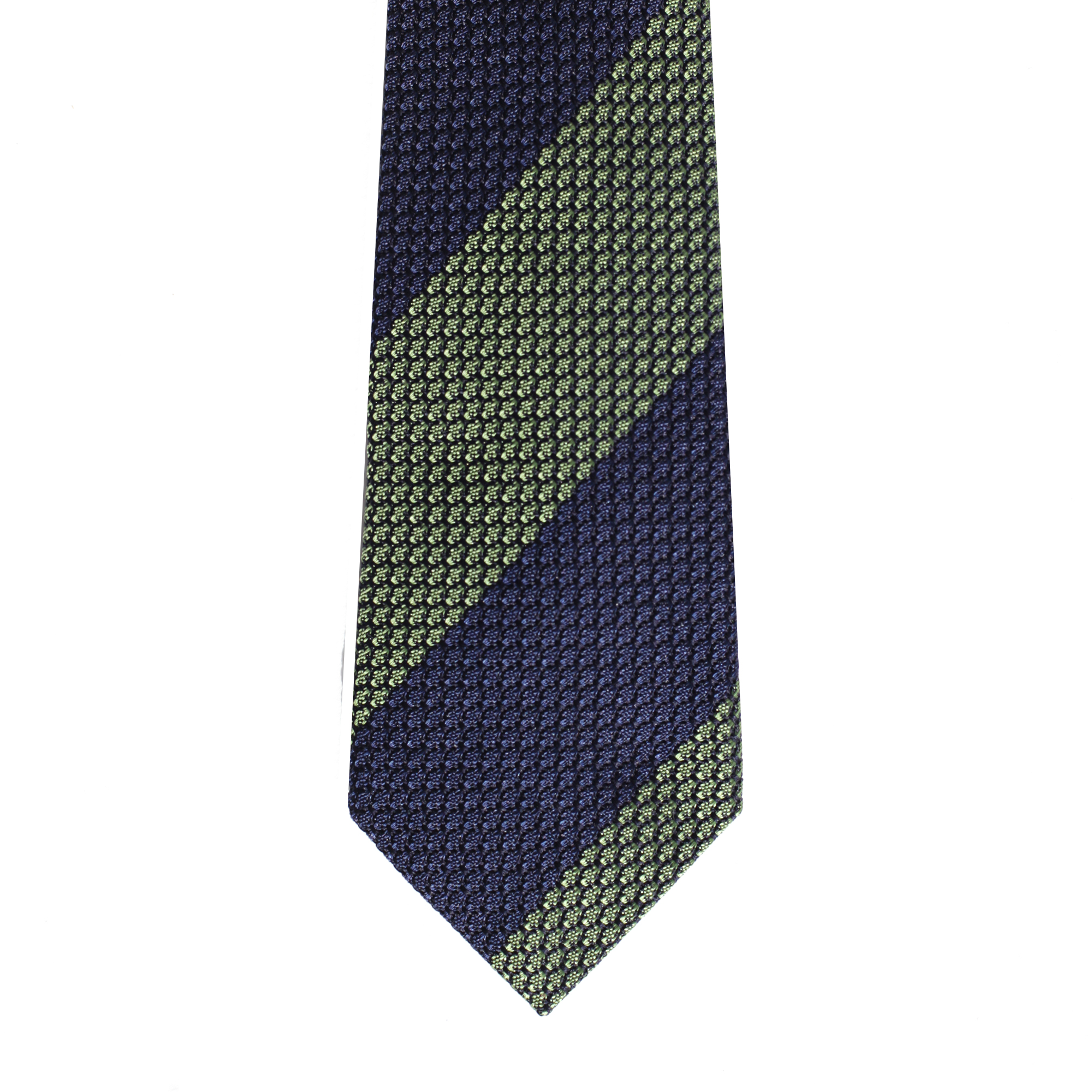 Галстук в полоску, синий/зелёный, шёлк гренадин