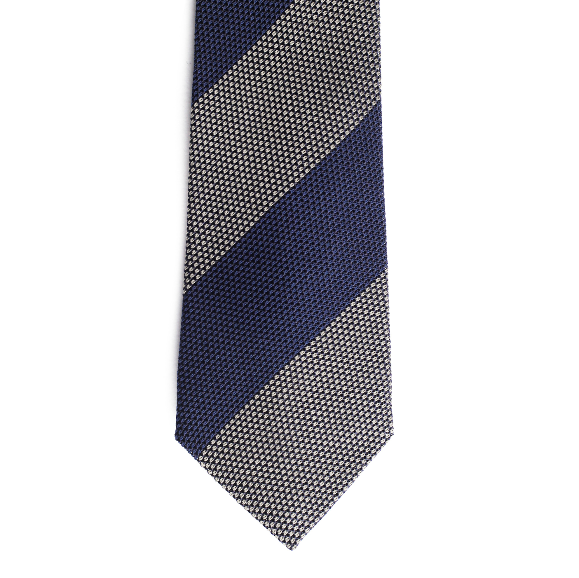 Галстук в полоску, синий/серый, шёлк гренадин