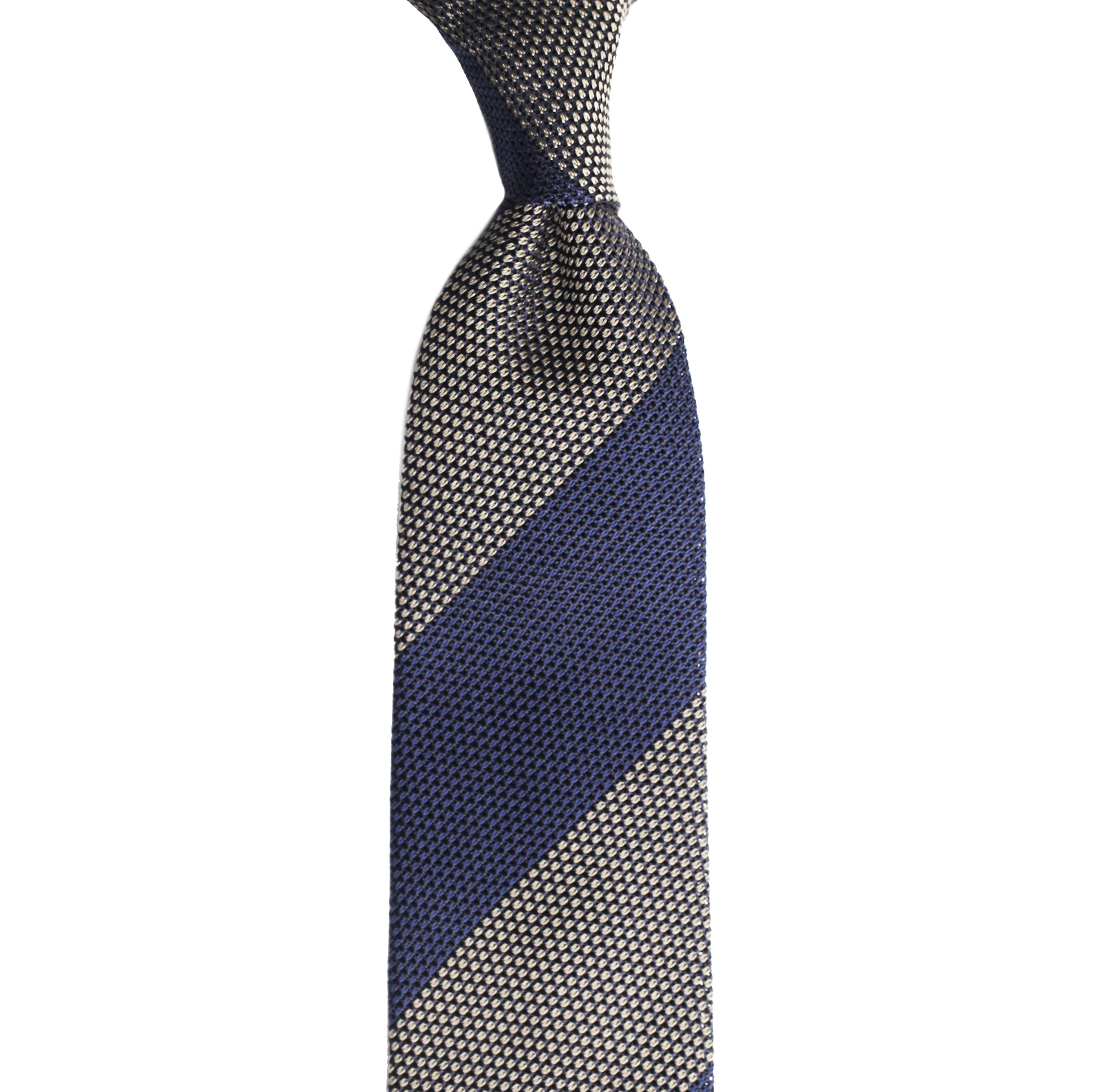 Галстук в полоску, синий/серый, шёлк гренадин