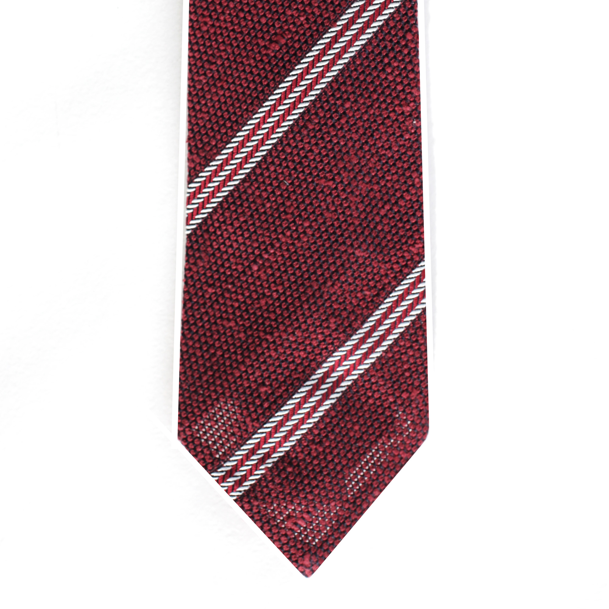 Красный галстук в полоску, шёлк гренадин