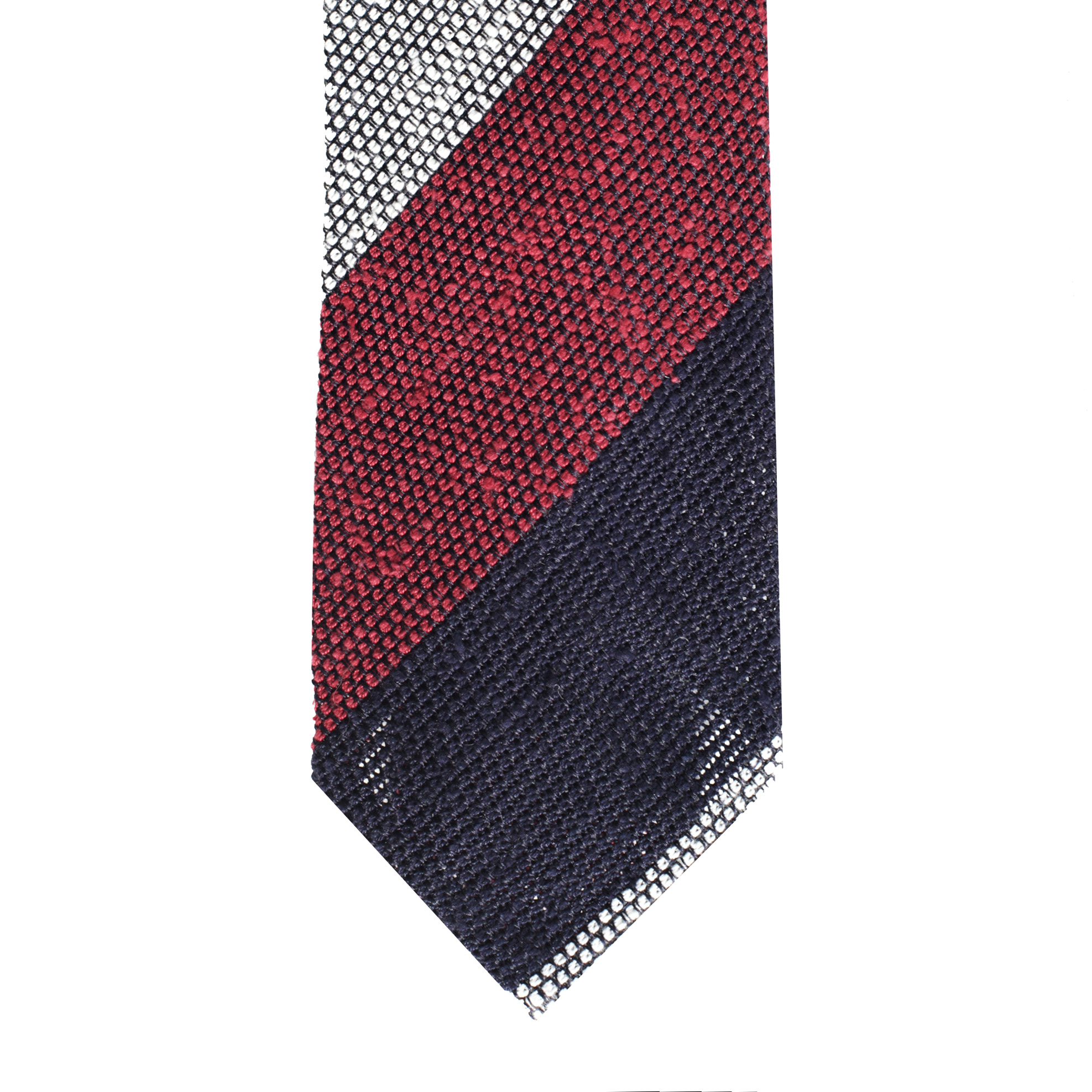 Галстук в полоску, белый/синий/красный, шёлк гренадин