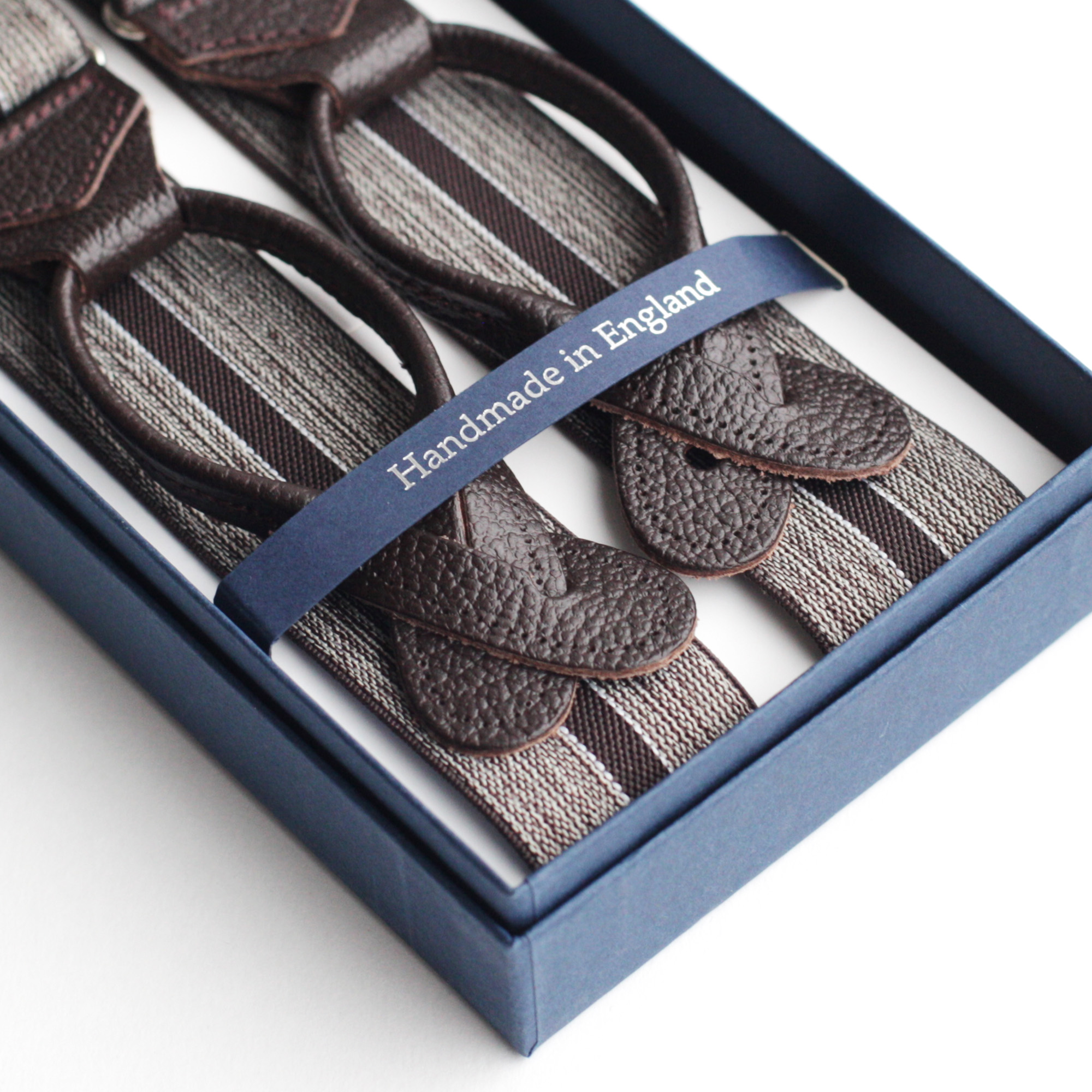 Подтяжки Albert Thurston, коричневые в полоску