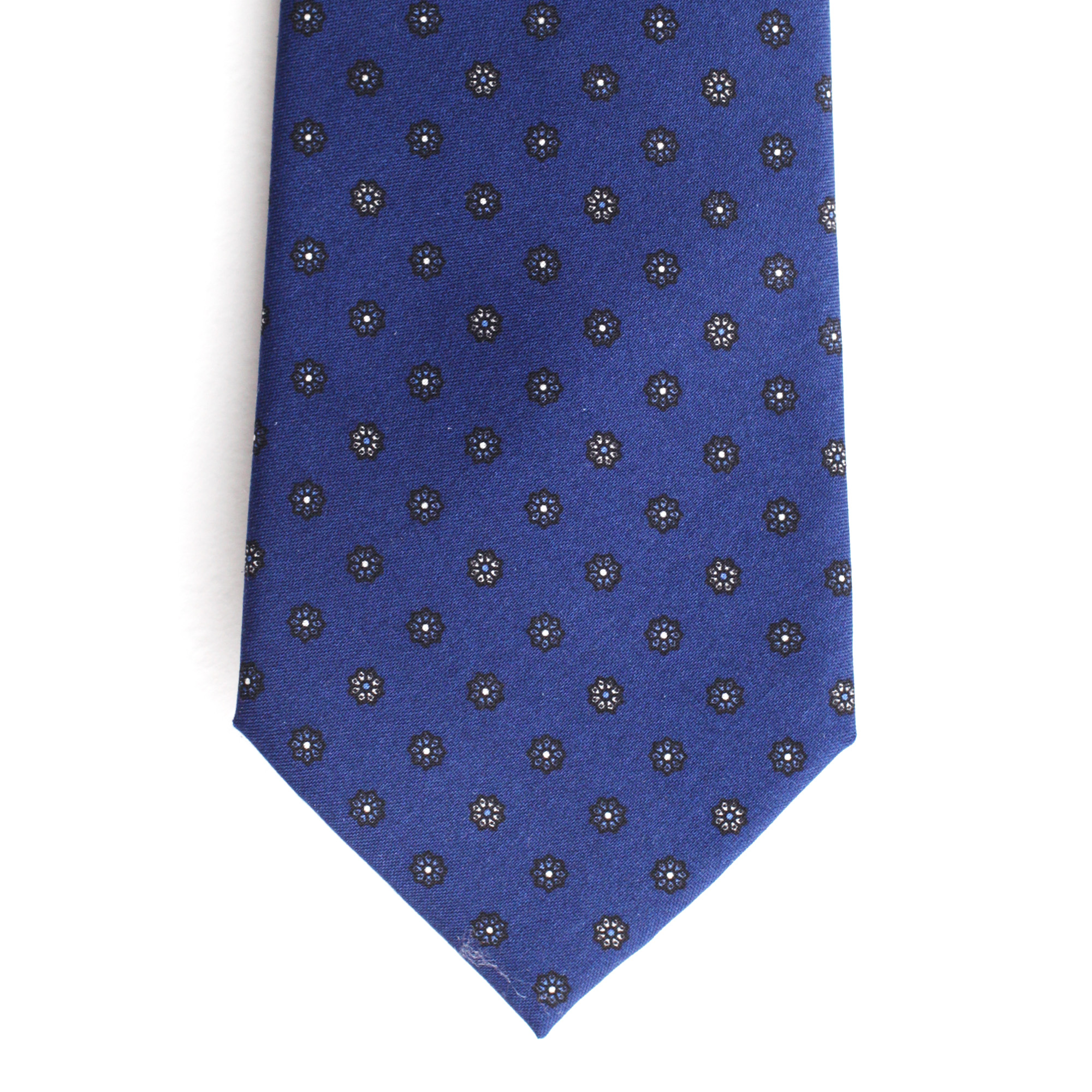 Синий галстук с геометрическим принтом, шёлк