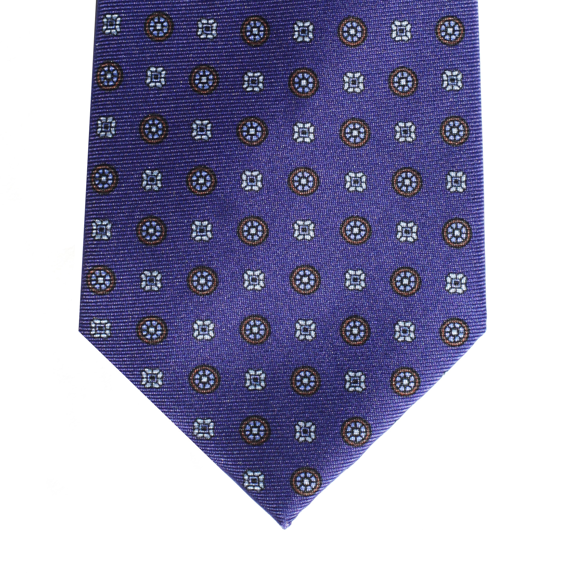 Синий галстук с геометрическим принтом, шёлк
