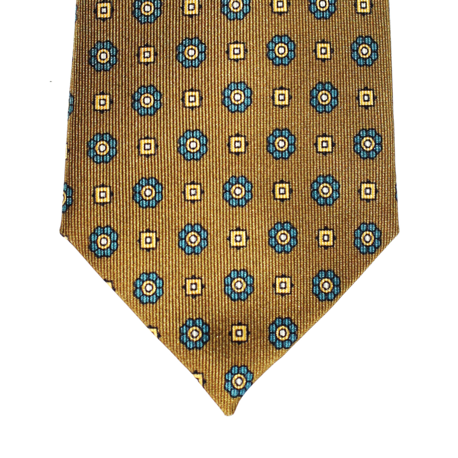 Оливковый галстук с геометрическим принтом, шёлк