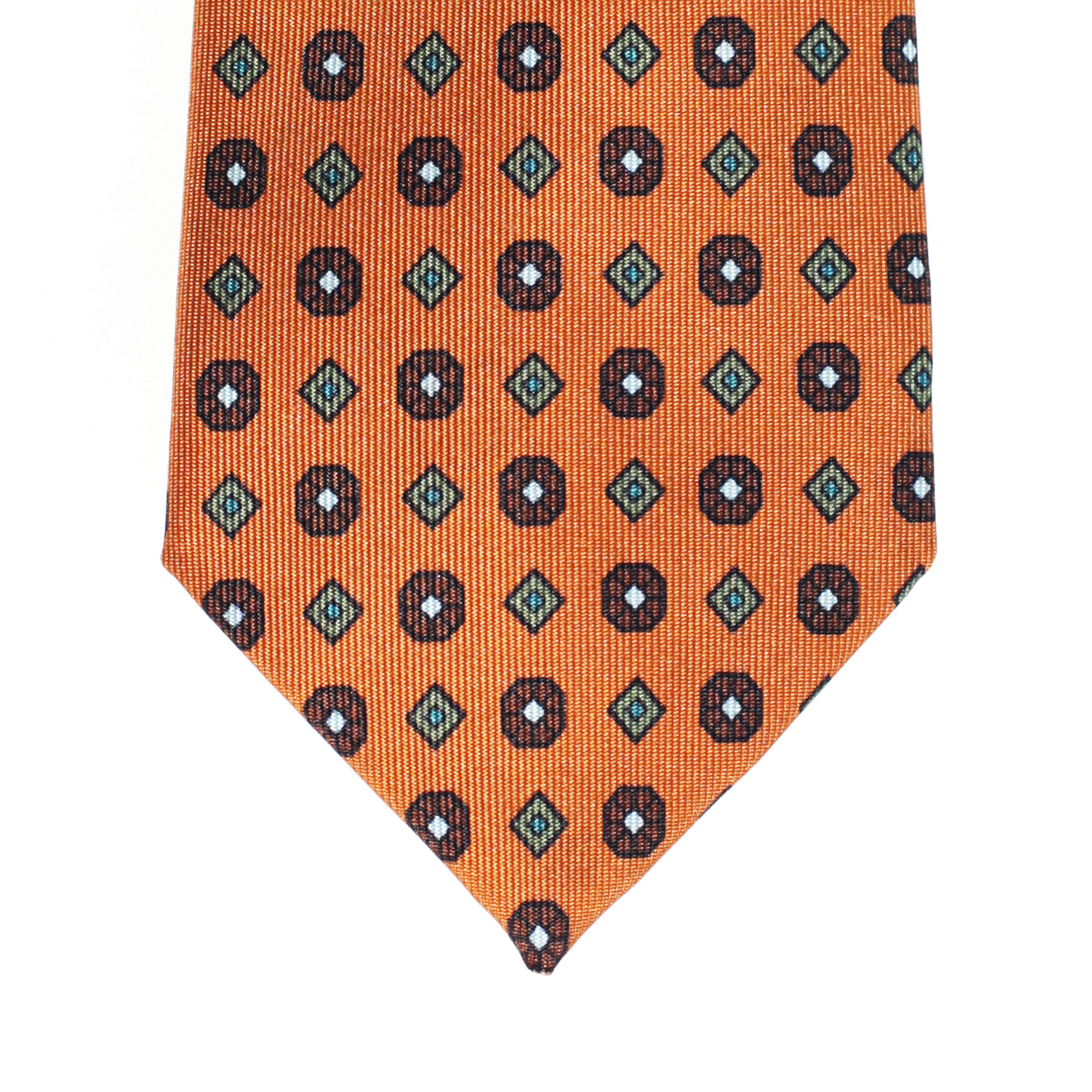 Оранжевый галстук с геометрическим принтом, шёлк