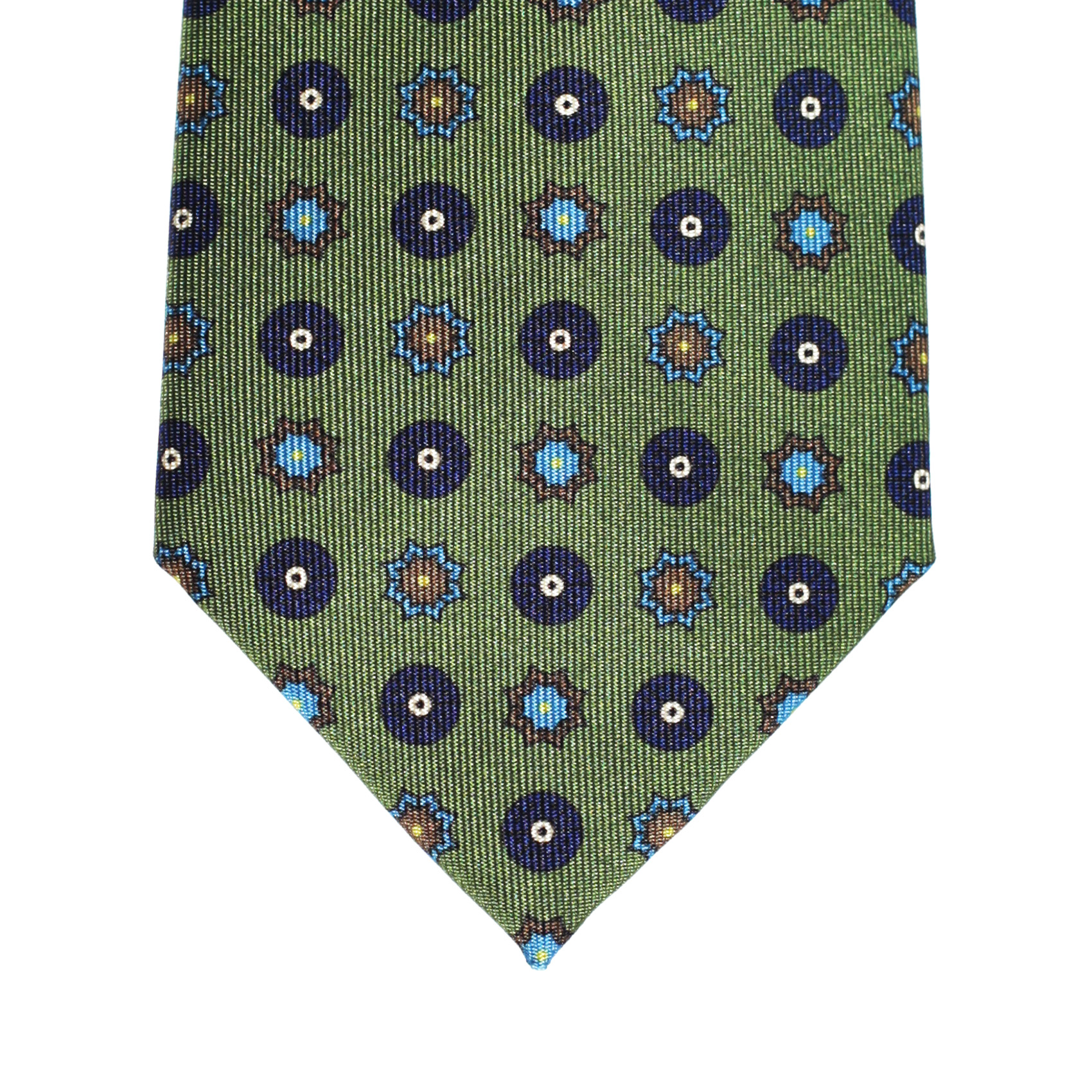 Зелёный галстук с геометрическим принтом, шёлк