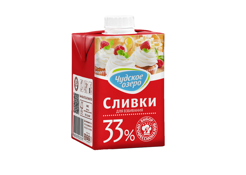 Сливки 33%, Чудское озеро, 500 мл
