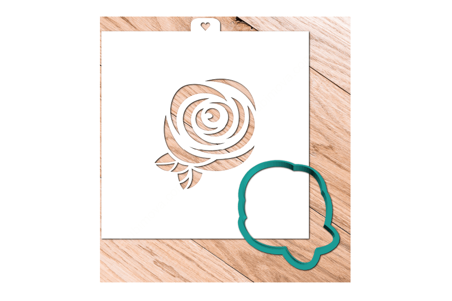 Роза с листочками № 2 (форма+трафарет)