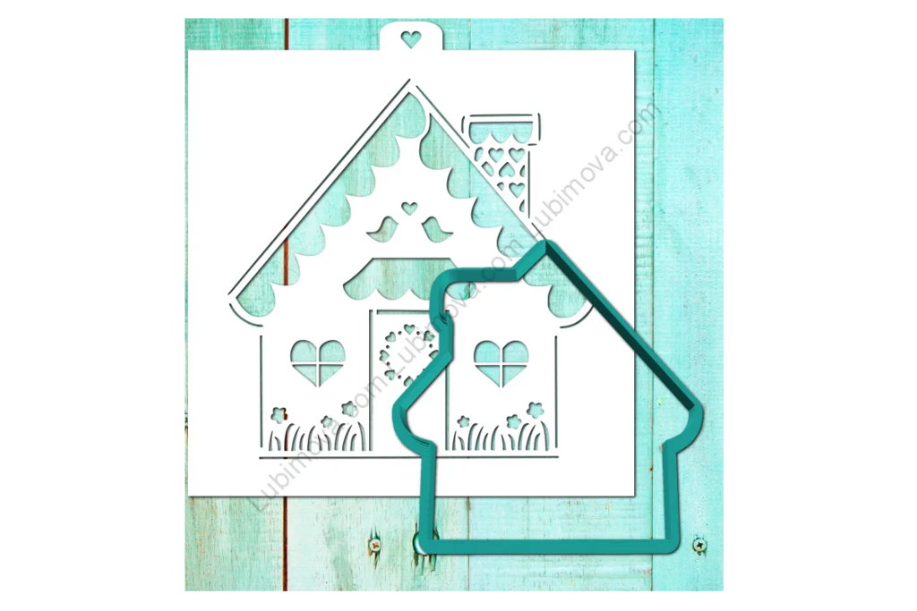 Новогодний домик 1 (форма+трафарет)