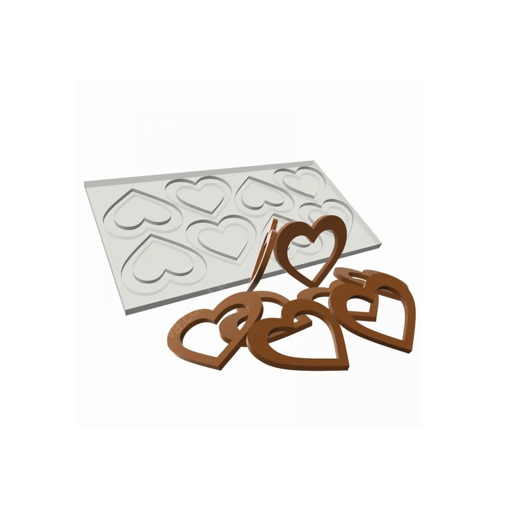 Форма силиконовая для леденцов СЕРДЦЕ В СЕРДЦЕ, 8 ячеек