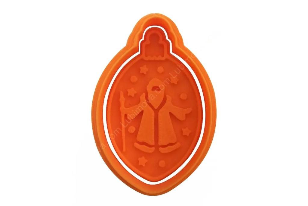 Елочная игрушка Сосулька с Дедом Морозом (форма с оттиском)