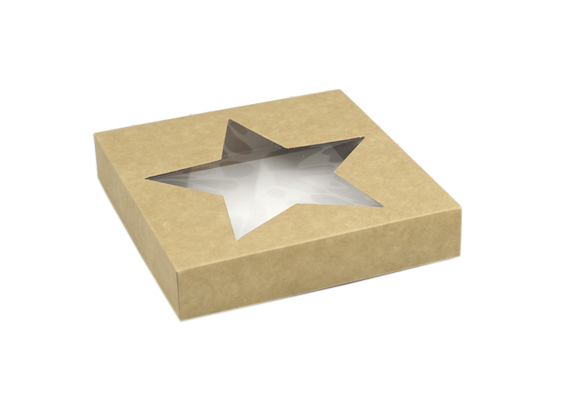 Коробка для пряников с окном КРАФТ ЗВЕЗДА, 20*20*3 см