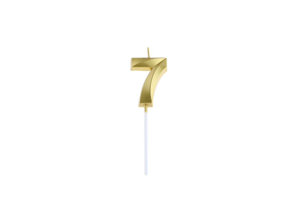 Свеча Грань цифра "7" на шпажке золотая, 5 см