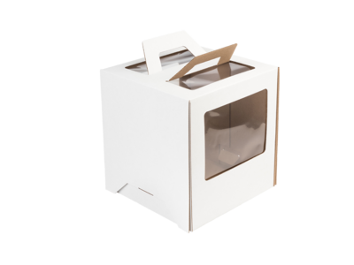 Коробка для торта с окном и ручками 26*26*20 см