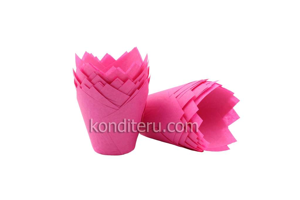 Форма для выпечки Тюльпан 5*8 см (темно-розовый) 50 шт.