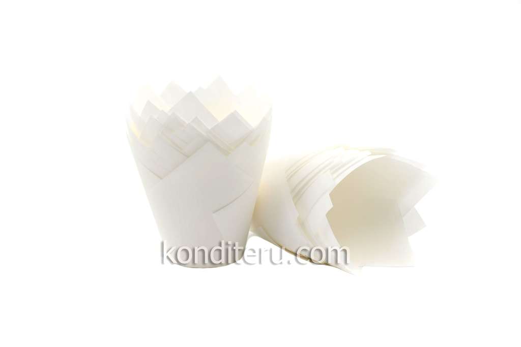 Форма для выпечки Тюльпан 5*8 см (белый) 50 шт.