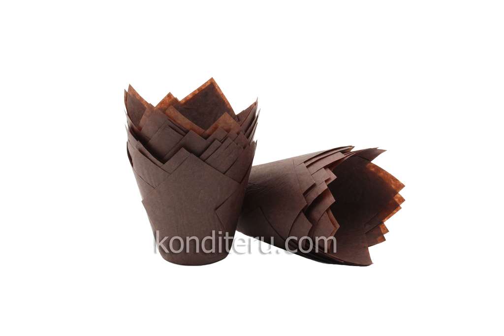 Форма для выпечки Тюльпан 5*8 см (коричневый) 50 шт.