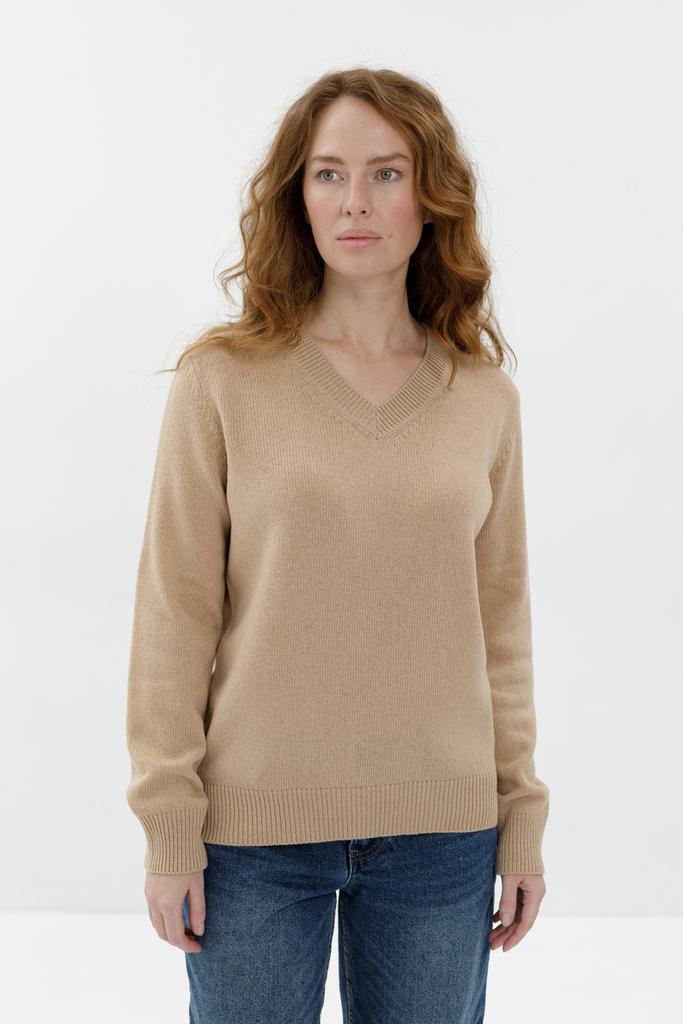 Джемпер V Песок 100% меринос