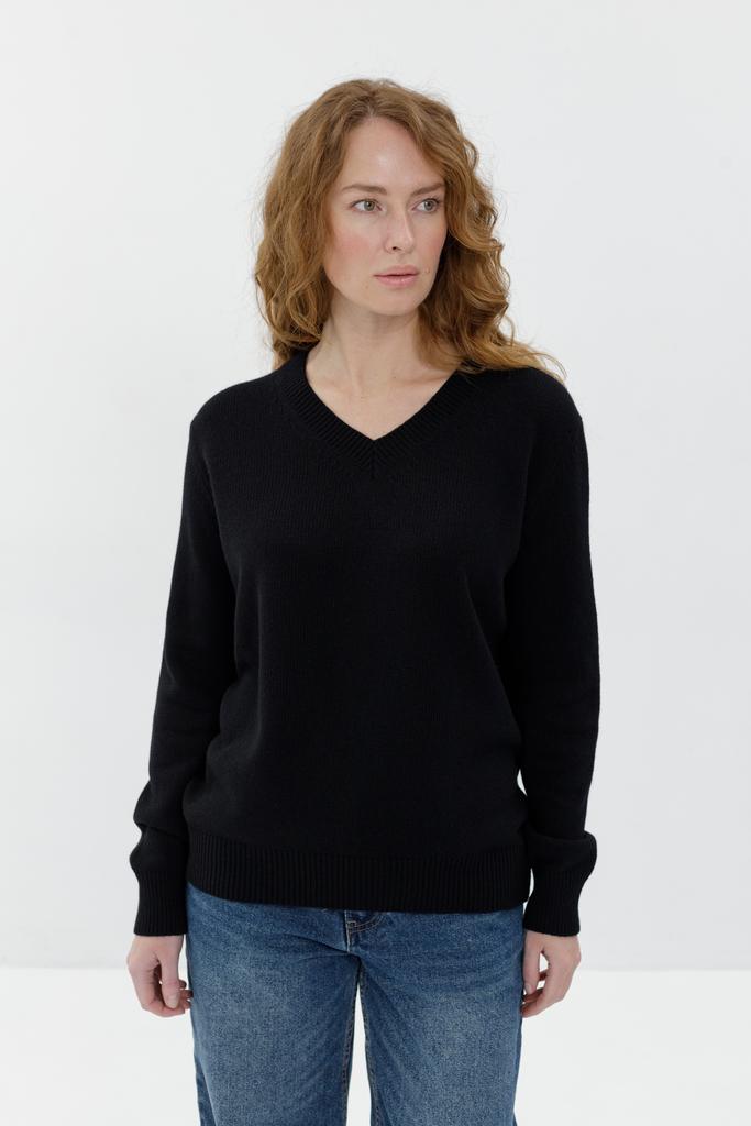 Джемпер V Черный 100% меринос