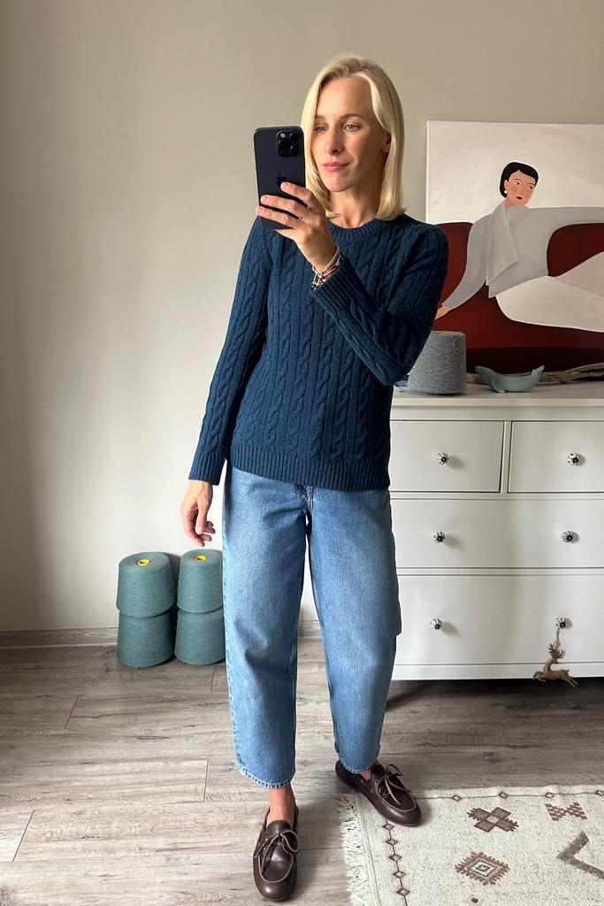 Джемпер "Косы" Синий 100% меринос