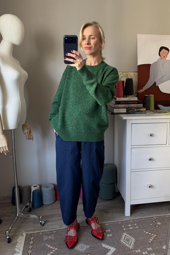 Джемпер Mouliné Зеленый 100% меринос