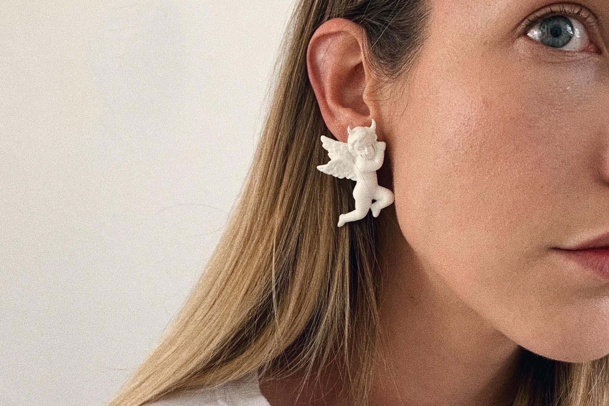 серьги ангелы-бесы